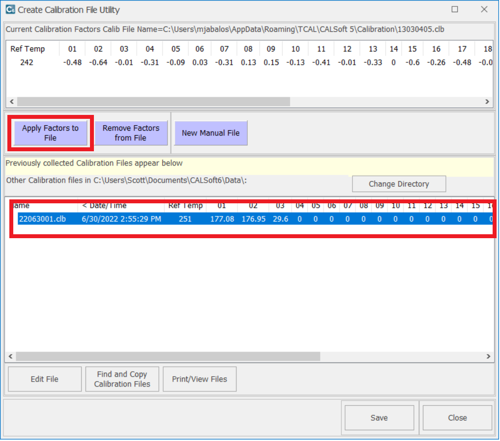 Applying Calibration File (Offset Factors) to your data TechniCAL